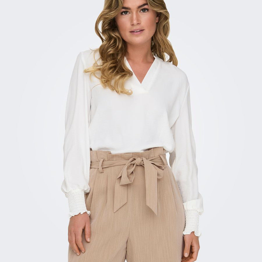 ONLMETTE V-NECK LS SMOCK TOP NOOS W
