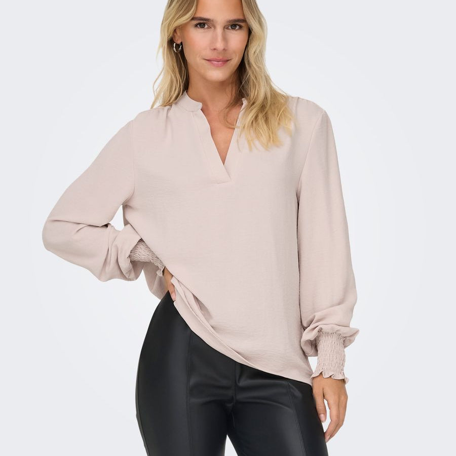 ONLMETTE V-NECK LS SMOCK TOP NOOS WVN