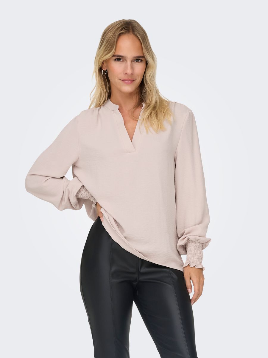 ONLMETTE V-NECK LS SMOCK TOP NOOS WVN