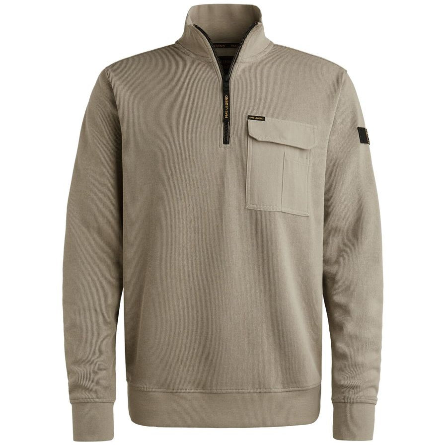 Half zip collar knit look jersey