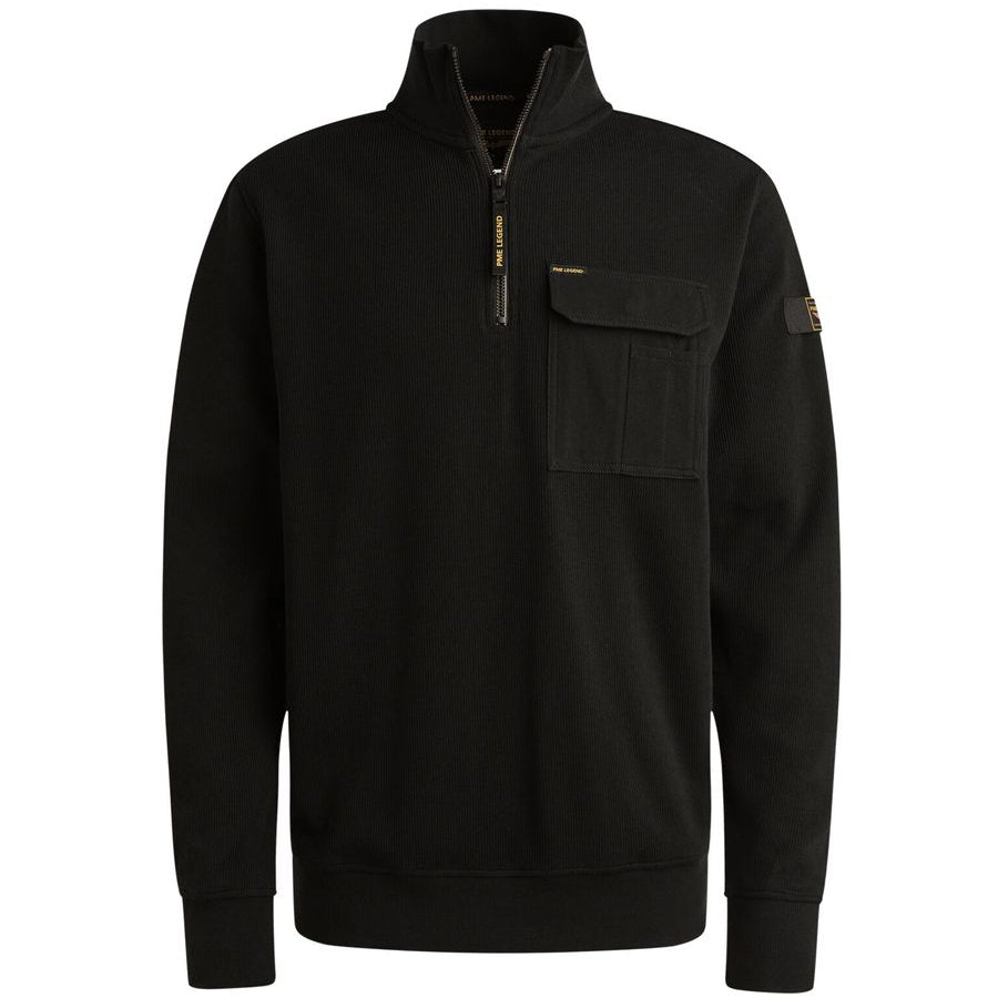 Half zip collar knit look jersey