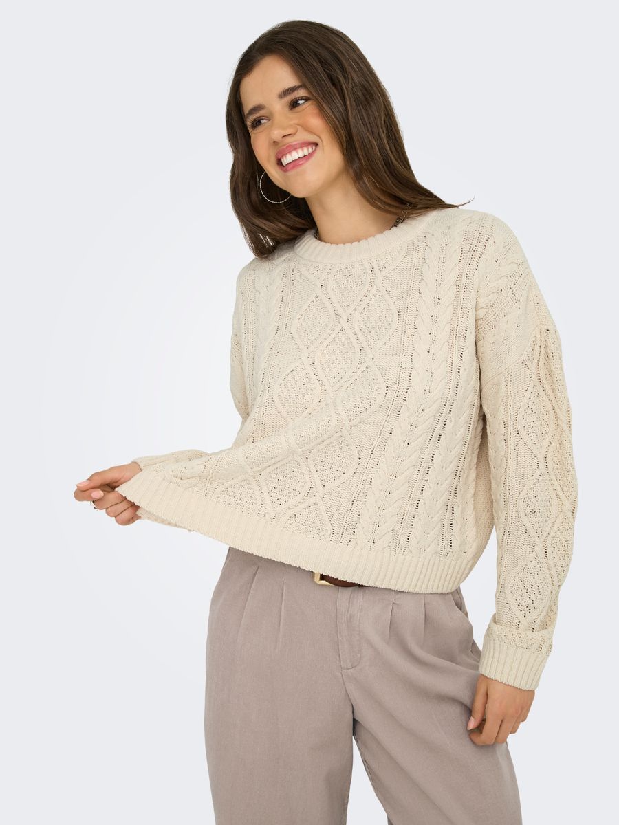 ONLELLY LIFE LS CABLE O-NECK CC KNT