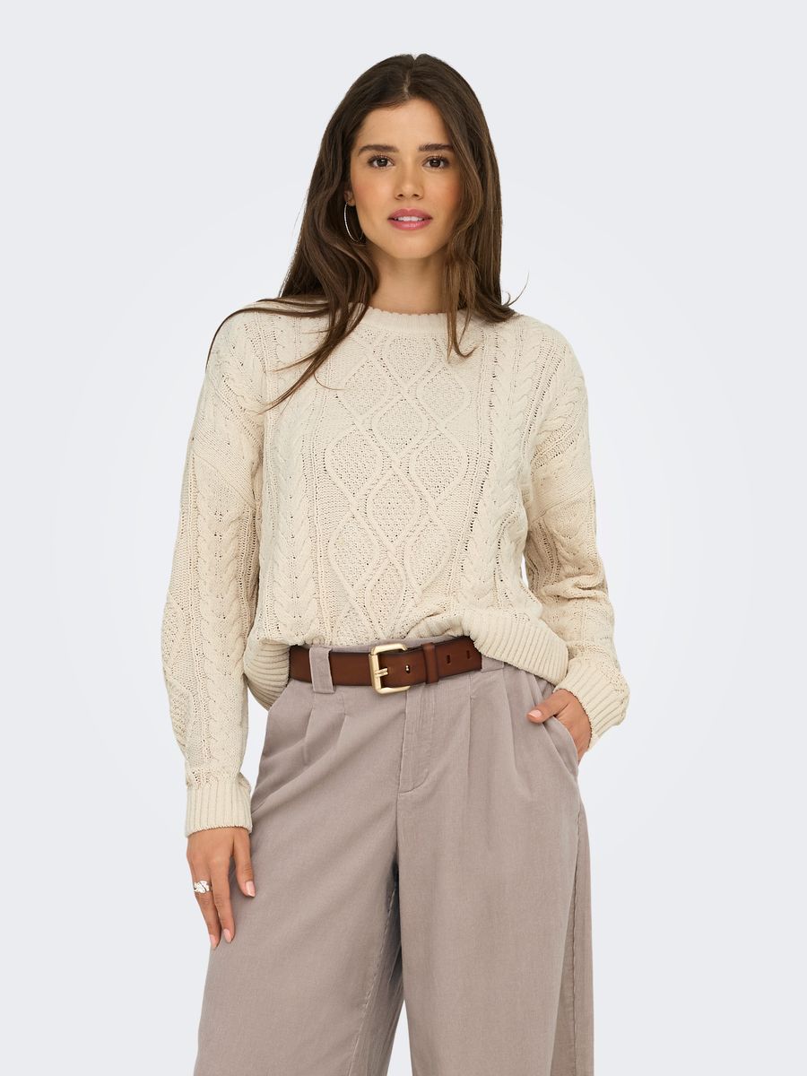 ONLELLY LIFE LS CABLE O-NECK CC KNT
