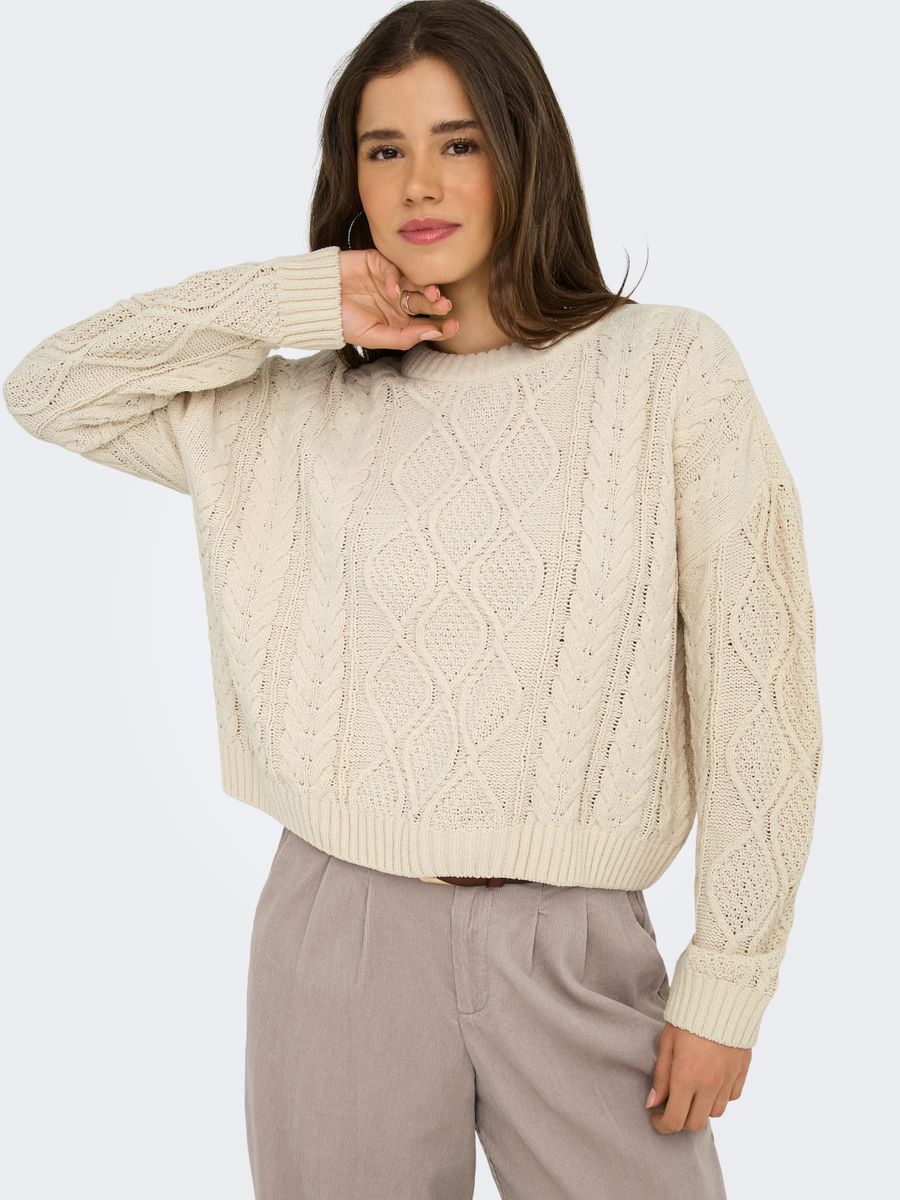 ONLELLY LIFE LS CABLE O-NECK CC KNT
