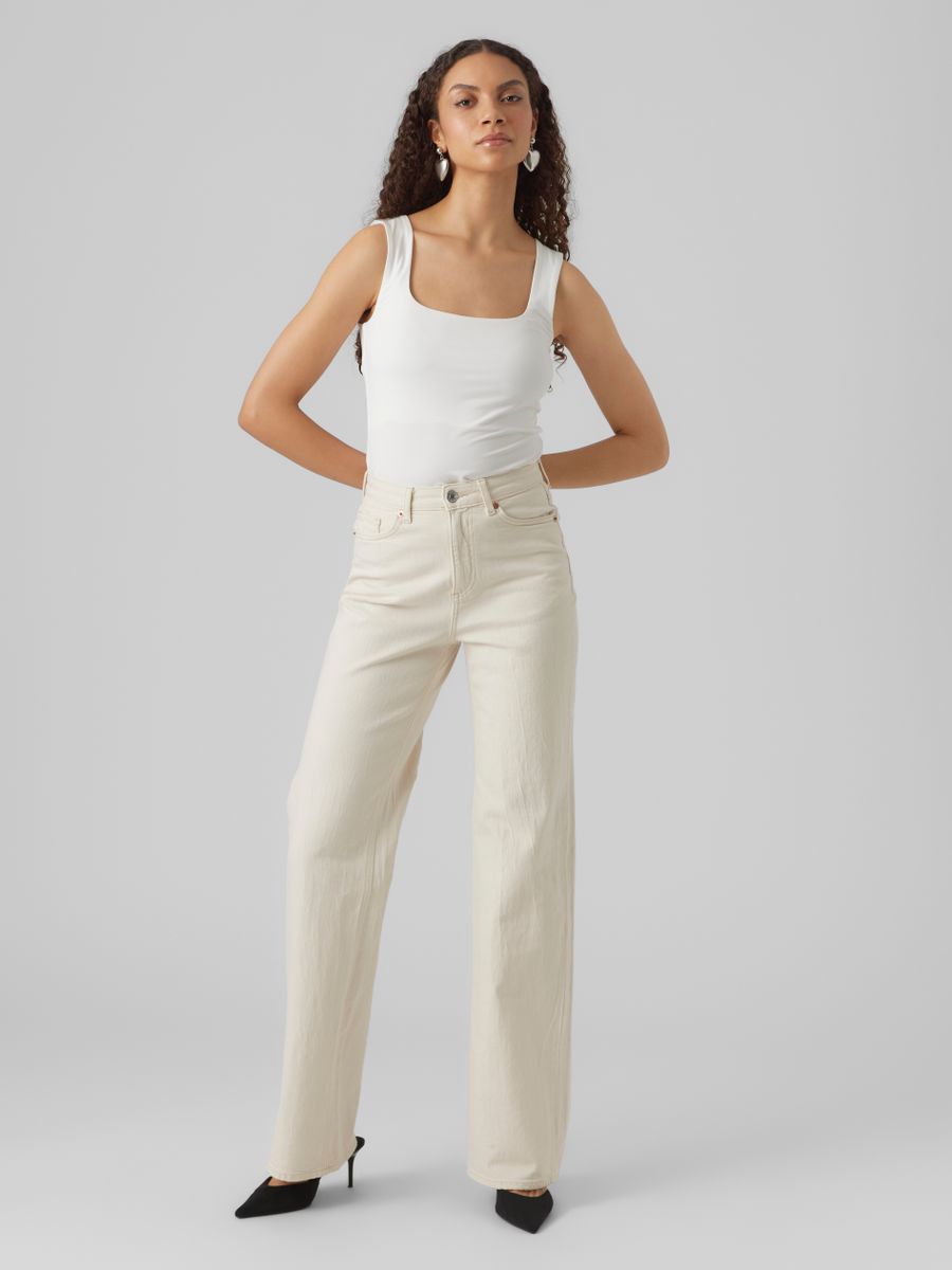 VMTESSA HR WIDE JEANS ECRU GA NOOS