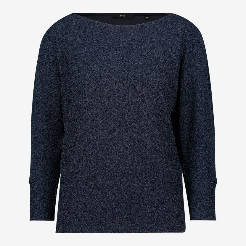 Glitzer-Shirt mit U-Boot Ausschnitt