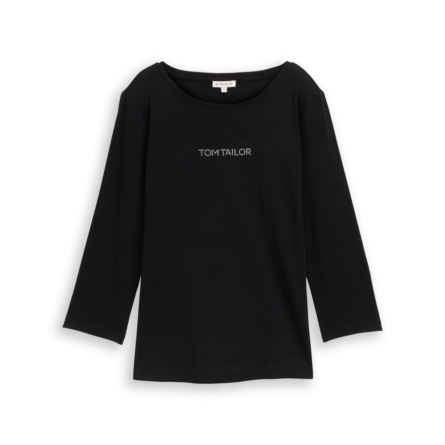 Slim Fit Langarmshirt mit Glitzer-Logo