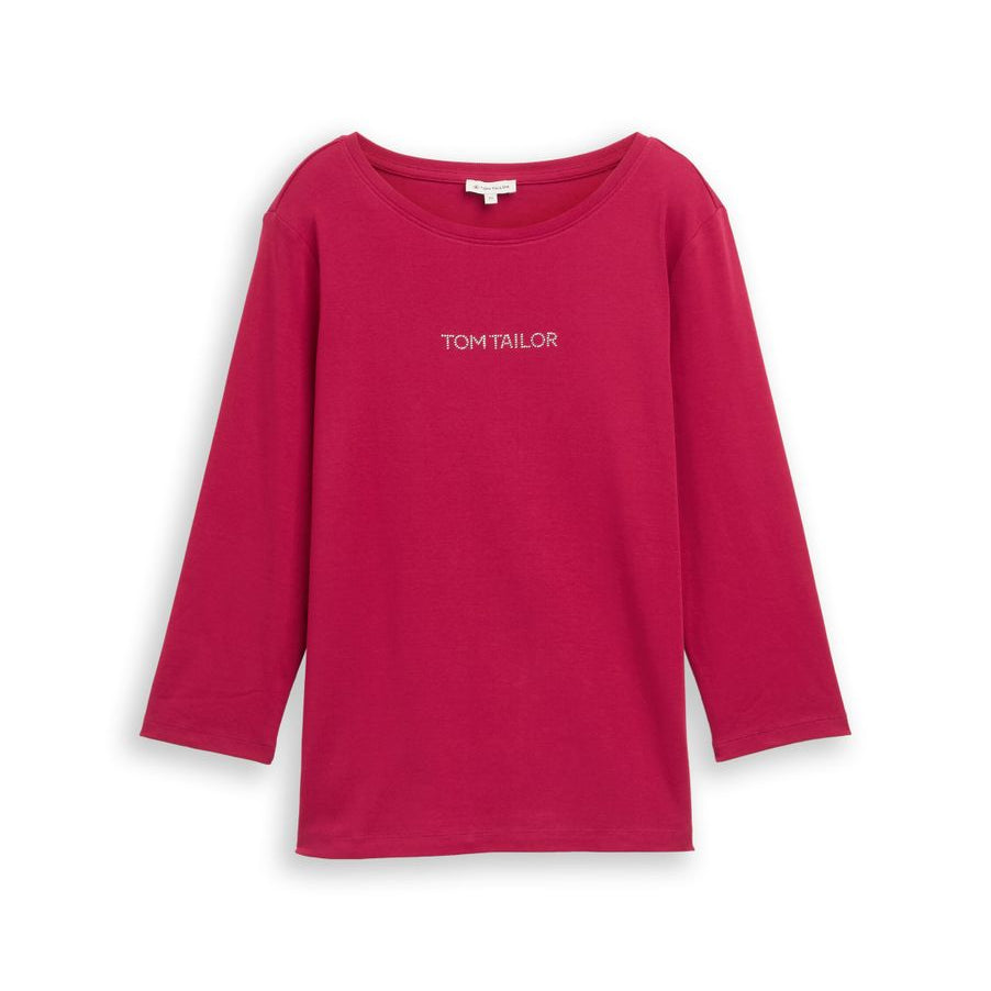 Slim Fit Langarmshirt mit Glitzer-Logo