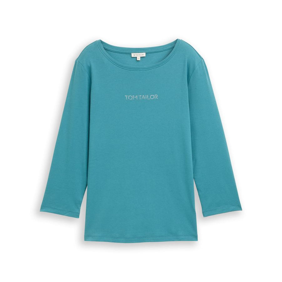 Slim Fit Langarmshirt mit Glitzer-Logo