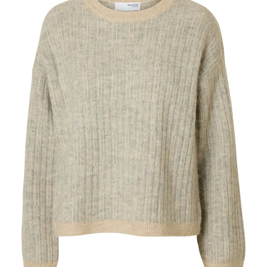 SLFALVA LS KNIT STRIPE O-NECK