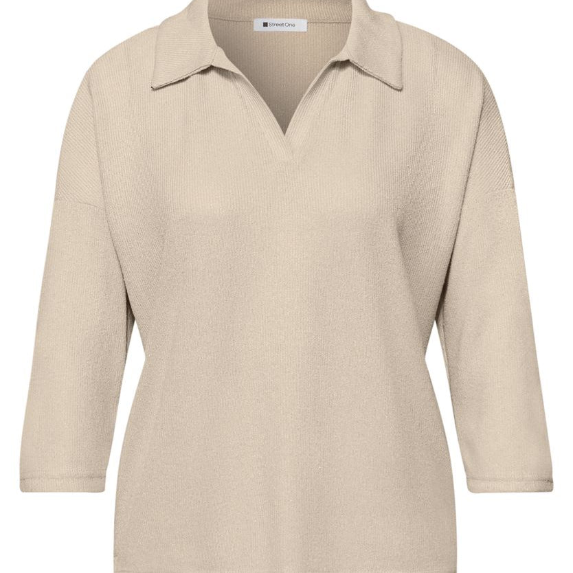 LTD QR knit look polo shirt