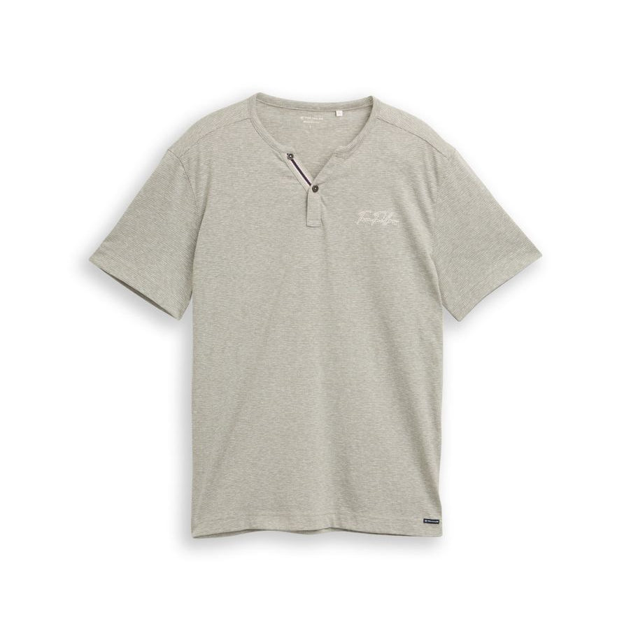 Henley T-Shirt mit feinem Streifenmuster