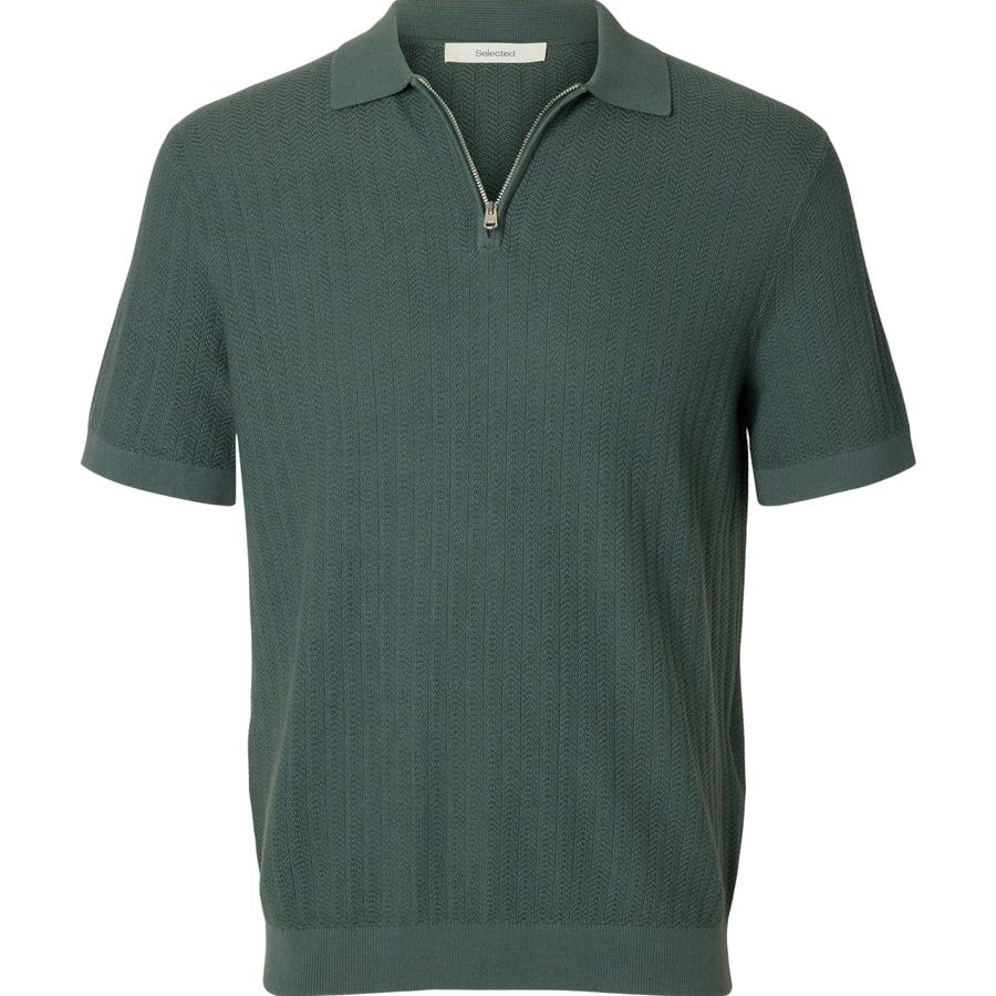 SLMCRAN SS KNIT STRUCTURE ZIP POLO
