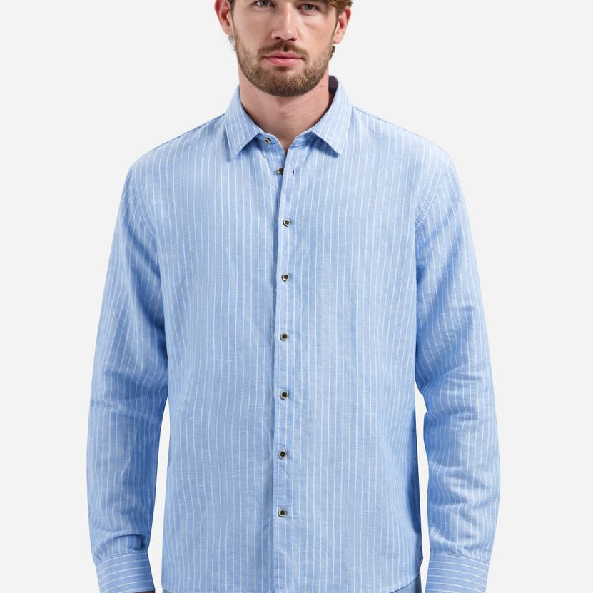 Shirt Vertical Small Stripe With Linen