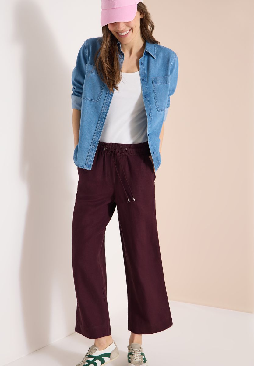 High Waist Wide Leg Hose aus Leinenmix