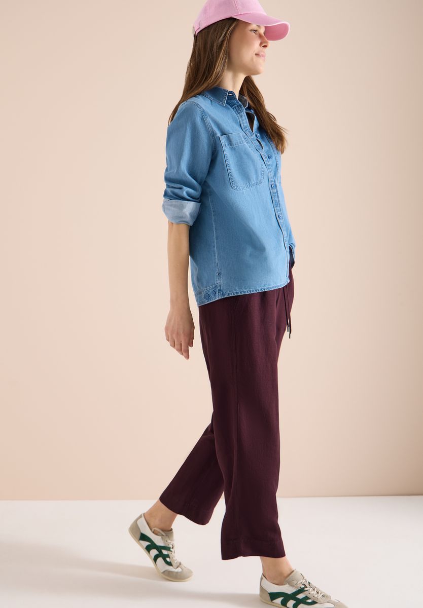 High Waist Wide Leg Hose aus Leinenmix