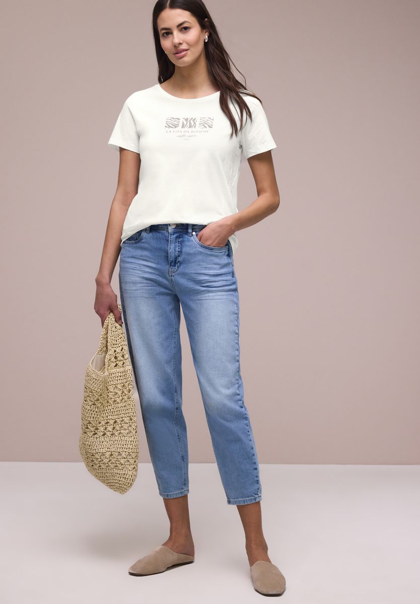 Basic T-Shirt mit Rundhals und Print