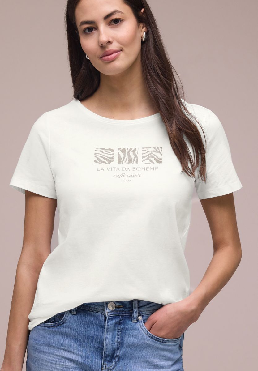 Basic T-Shirt mit Rundhals und Print