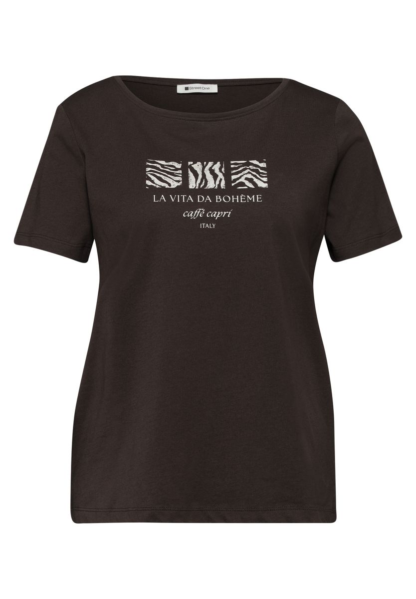Basic T-Shirt mit Rundhals und Print