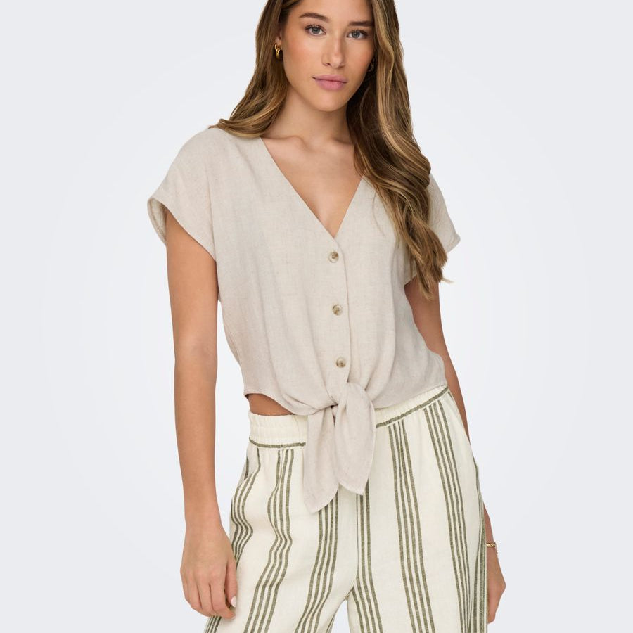 ONLSIESTA SS KNOT LIN BL SHIRT PNT
