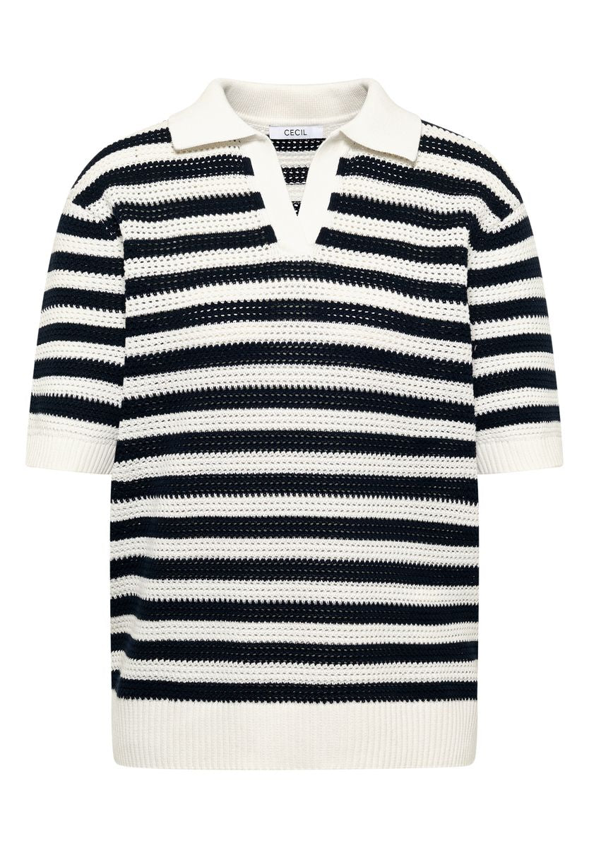 Kurzarm Poloshirt in Crochet-Qualität