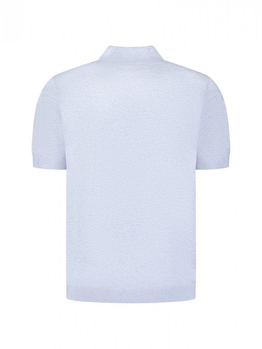 Pullover Short Sleeve Polo Zip Melange
