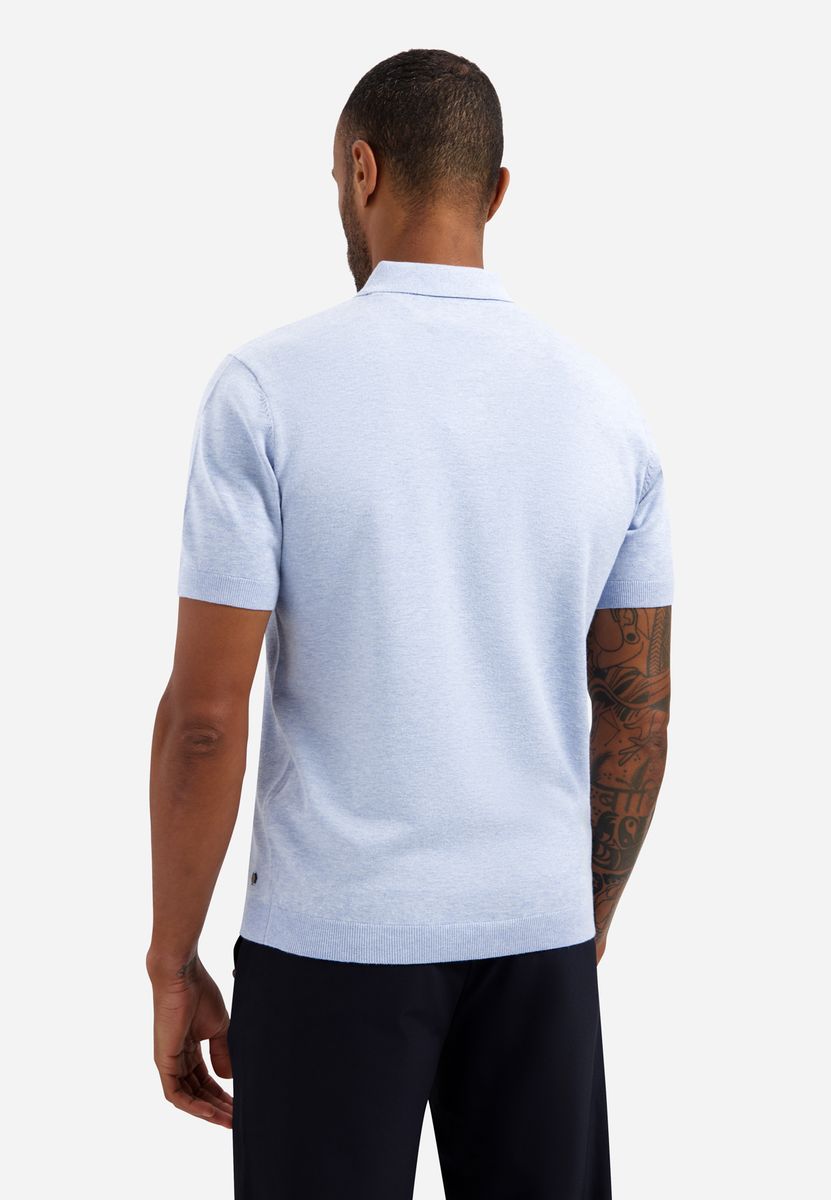 Pullover Short Sleeve Polo Zip Melange