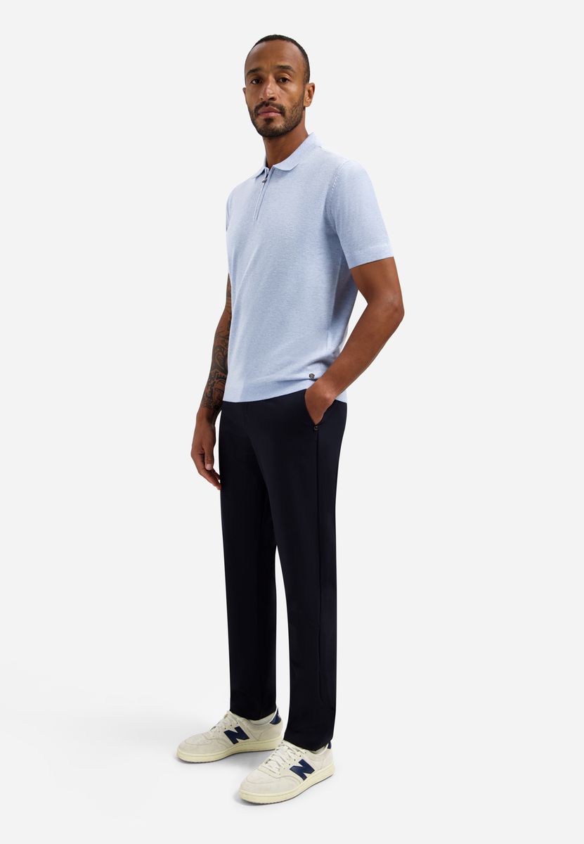 Pullover Short Sleeve Polo Zip Melange
