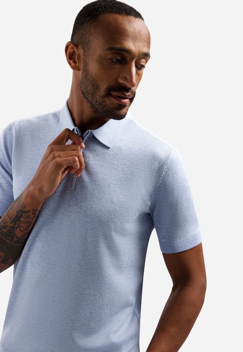Pullover Short Sleeve Polo Zip Melange