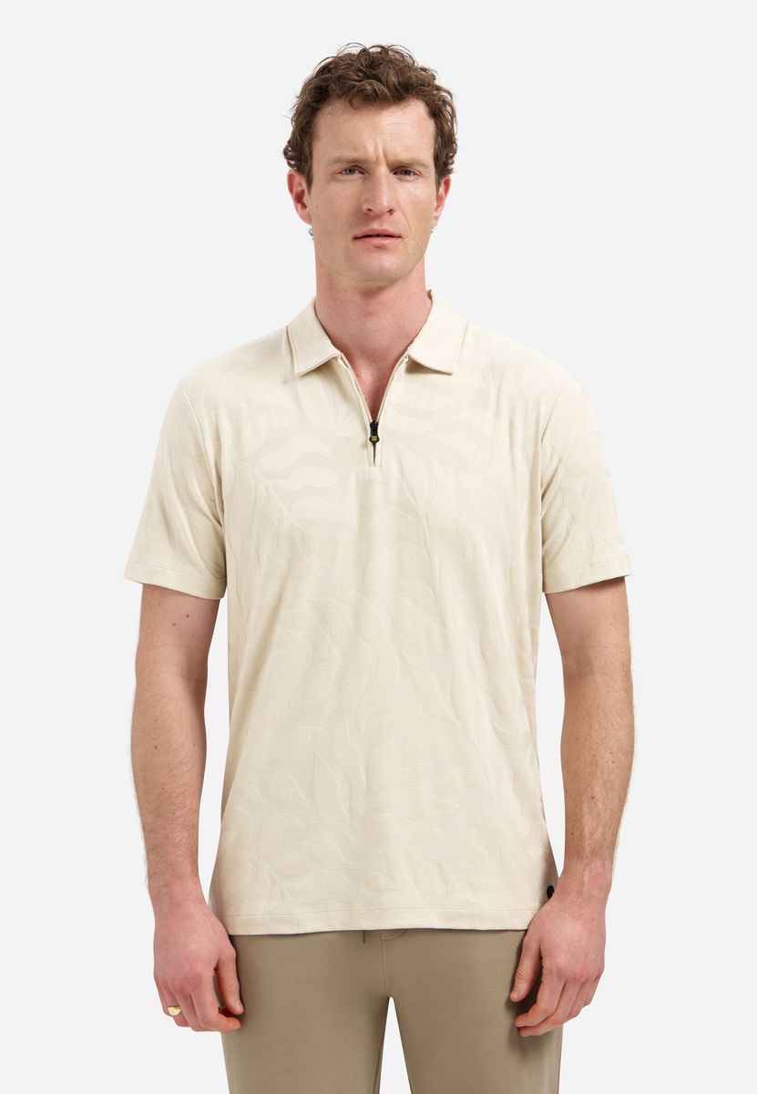 Polo Half Zip Short Sleeve Jacquard