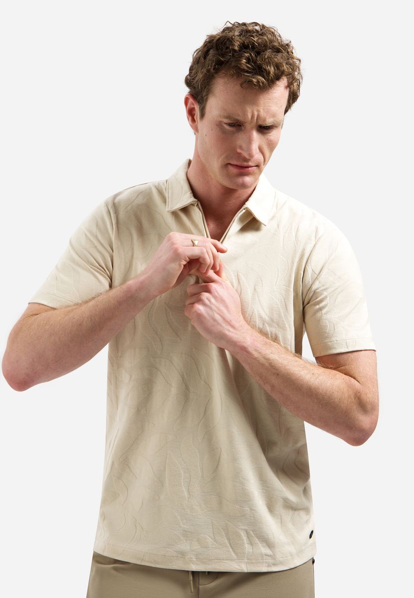 Polo Half Zip Short Sleeve Jacquard