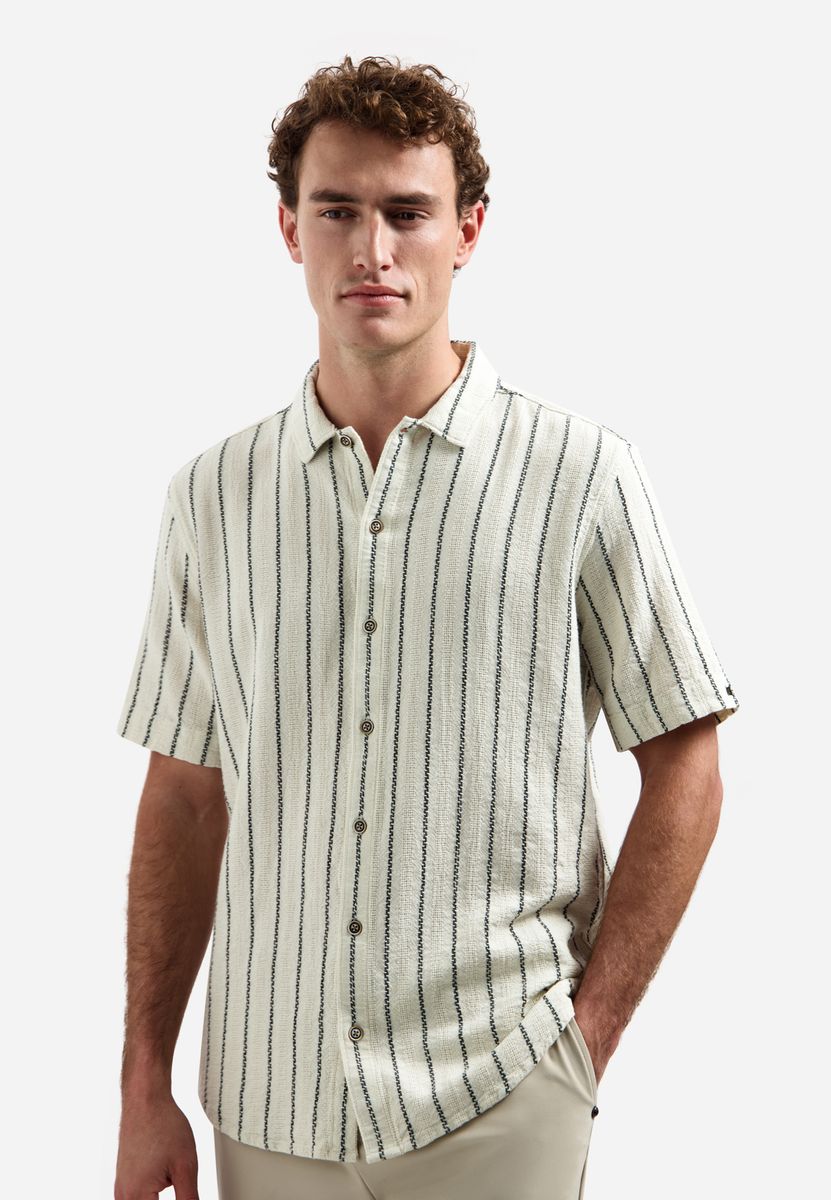 Shirt Short Sleeve Dobby 2Tone Stripe