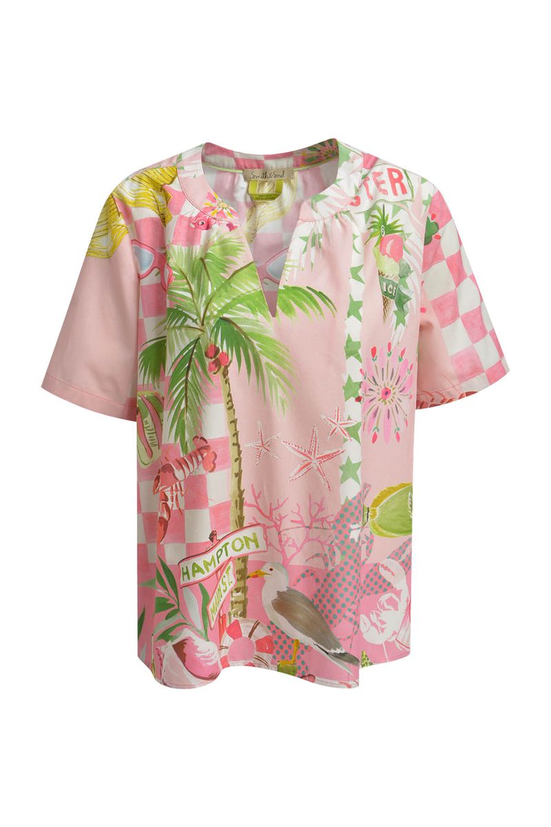 SHORT SLV V-NECK BLOUSE