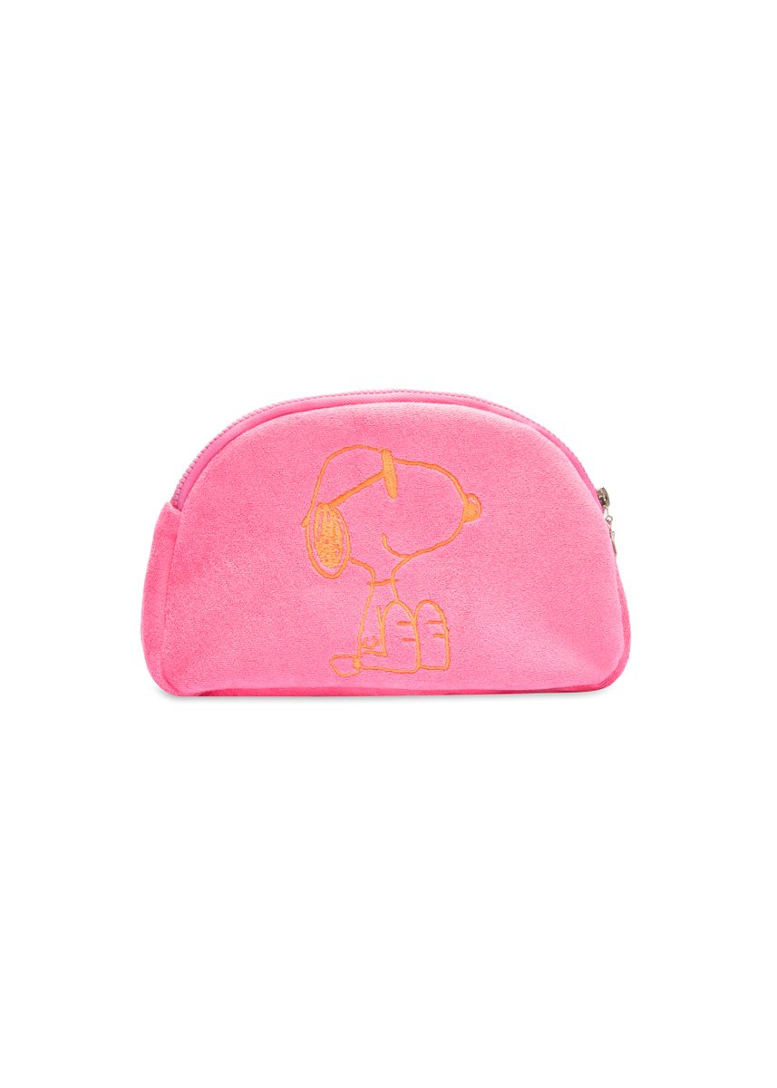 Frottee-Kosmetiktasche aus Baumwolle mit Snoopy-Stickerei
