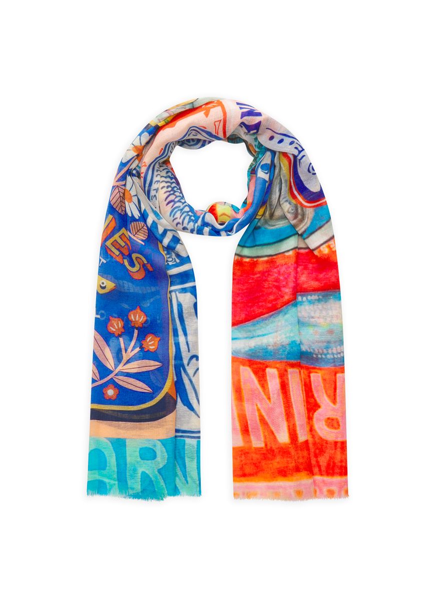 PRINTED SCARF COTTON MIX SARDINES b