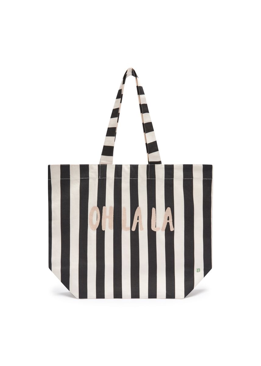 Shopper aus robustem Canvas mit Streifenmuster und Schriftzug