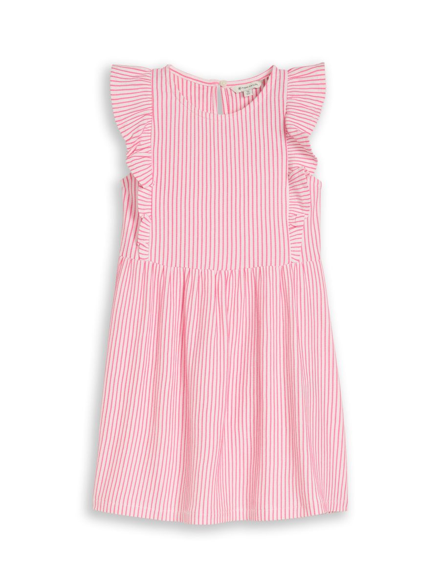 striped ruffle dress