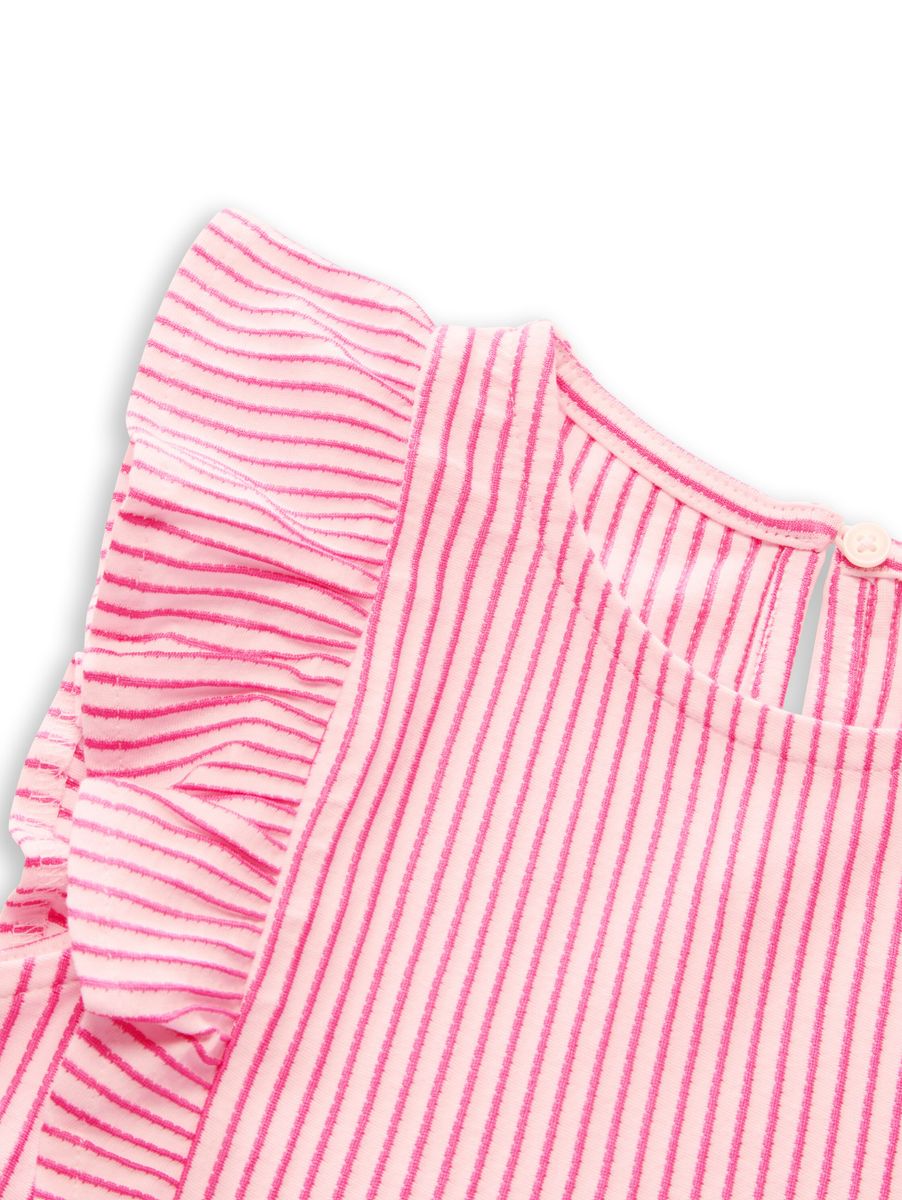 striped ruffle dress
