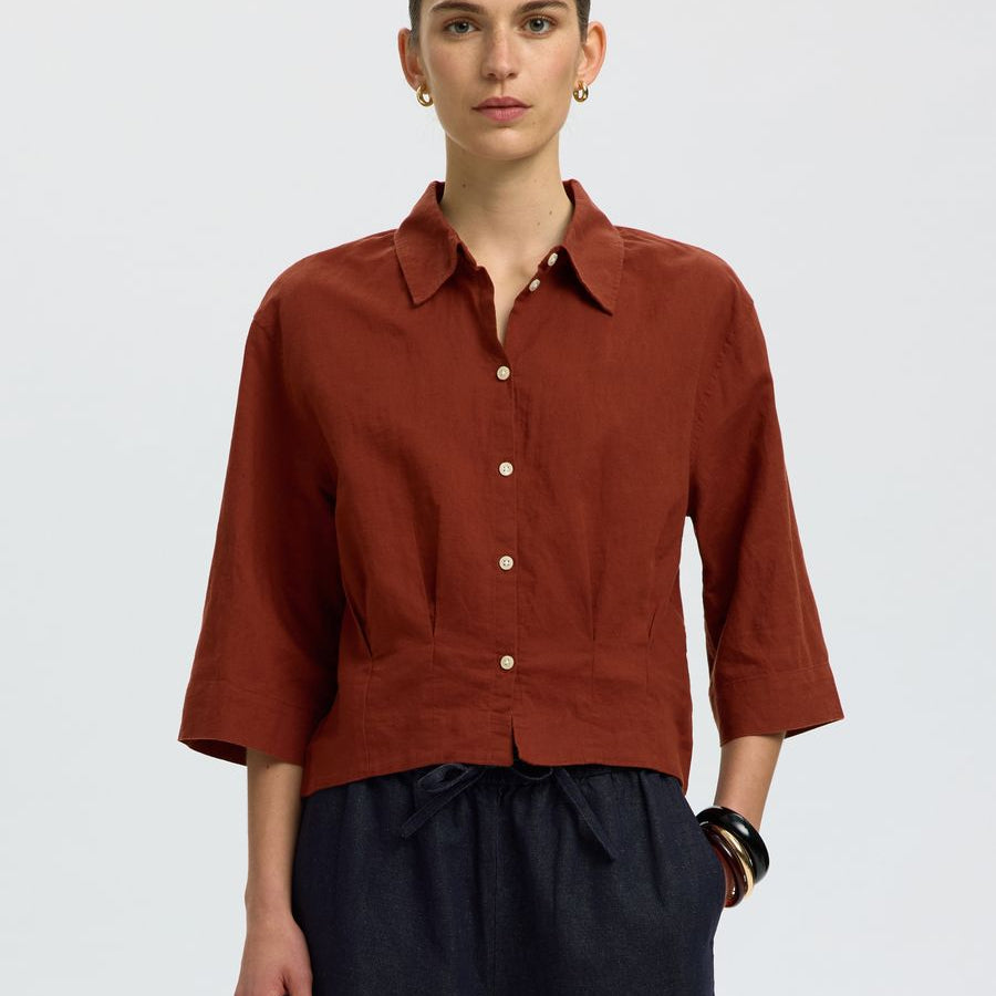 SLFCLEO REGULAR 3/4 CROPPED SHIRT B