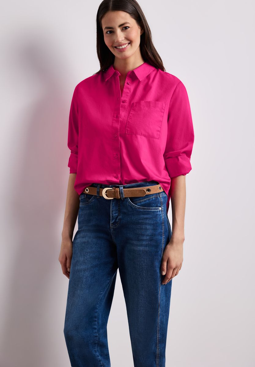Langarm Bluse mit Hemdkragen aus Twill