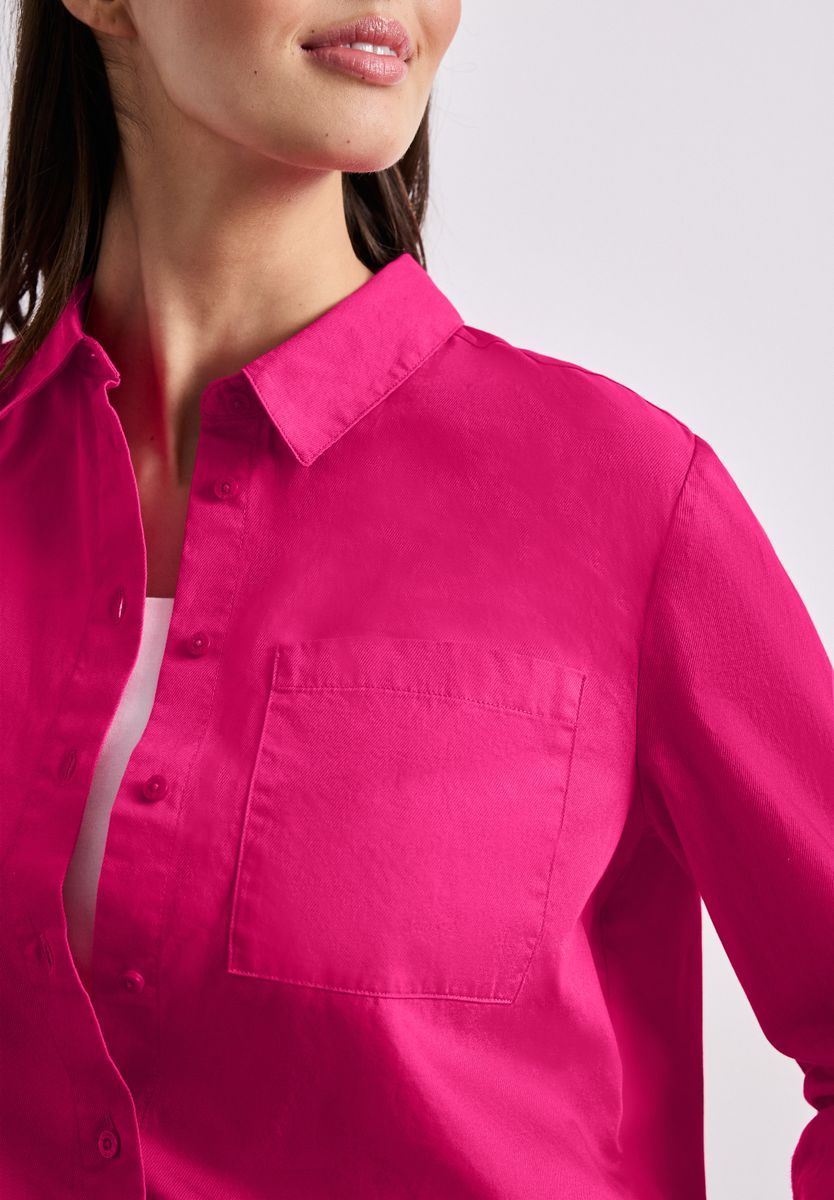 Langarm Bluse mit Hemdkragen aus Twill