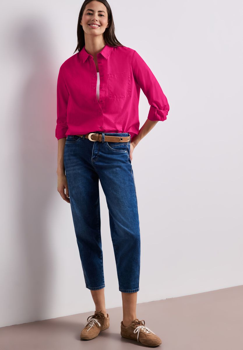 Langarm Bluse mit Hemdkragen aus Twill