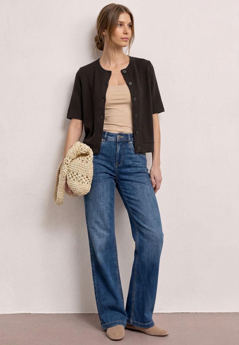 Kurzarm Jacke im Strick-Look