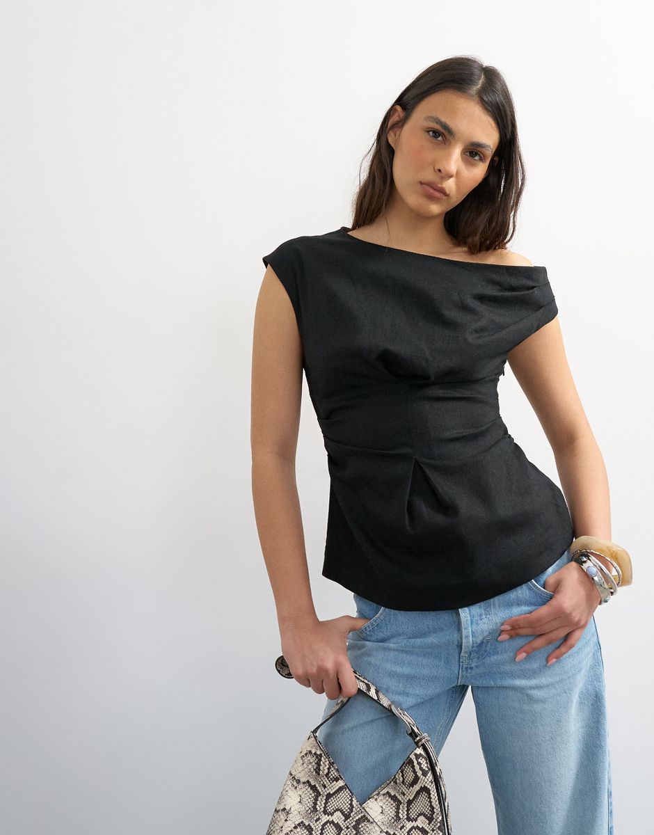 TSCASA CINCHED WAIST TOP WVN