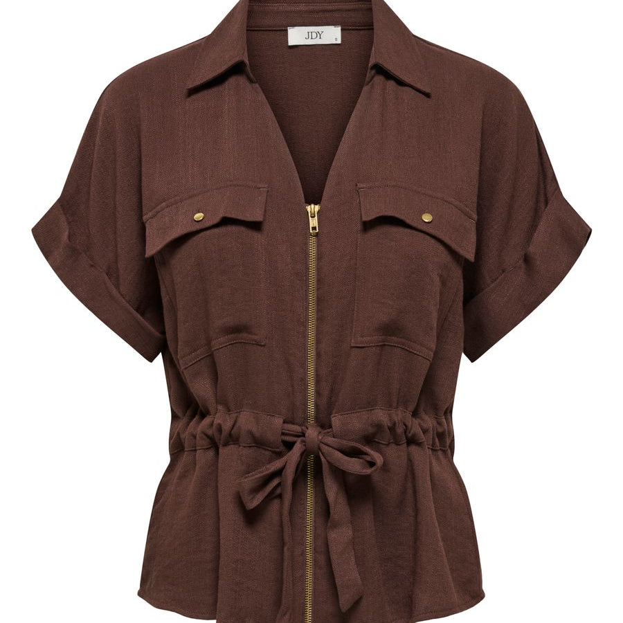 JDYMILLE S/S ZIP SHIRT WVN NOOS
