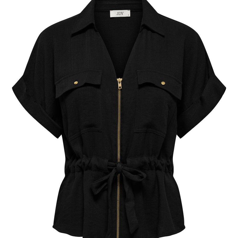 JDYMILLE S/S ZIP SHIRT WVN NOOS