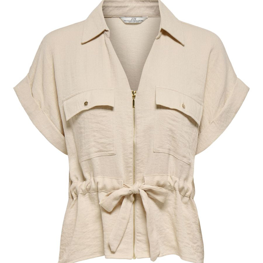 JDYMILLE S/S ZIP SHIRT WVN NOOS