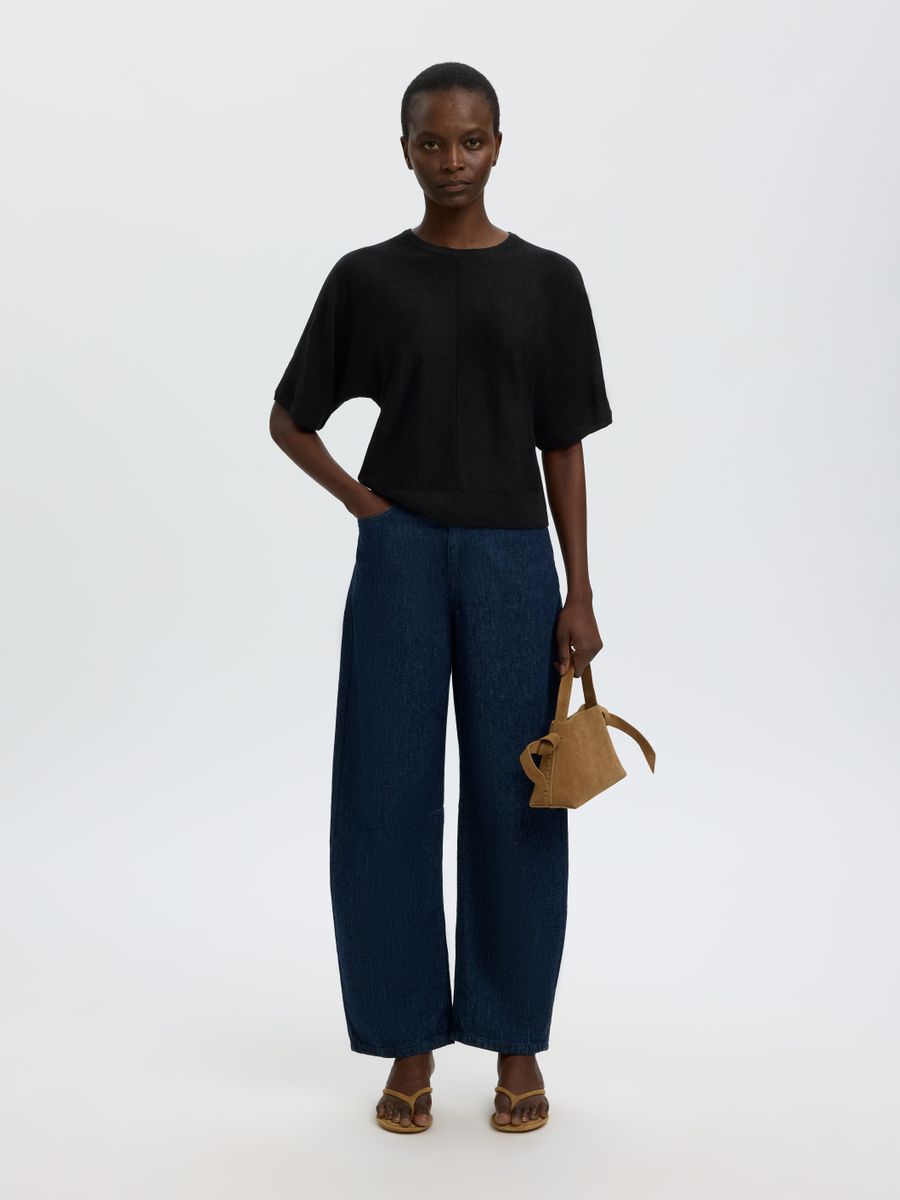 SLFJANE LINEN 2/4 BAT KNIT O-NECK