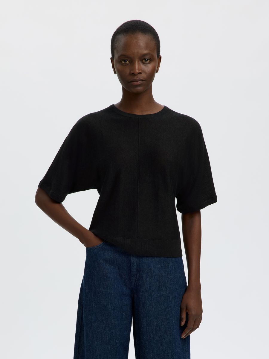 SLFJANE LINEN 2/4 BAT KNIT O-NECK