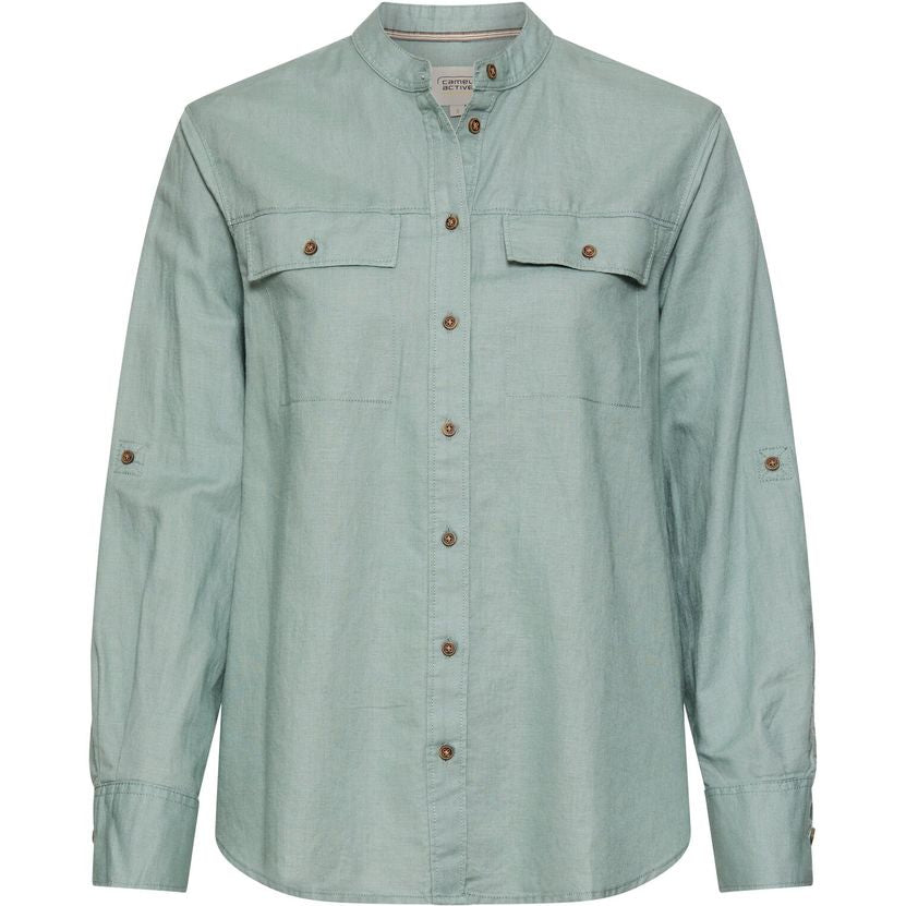 Bluse mit Stehkragen und Knopfleiste